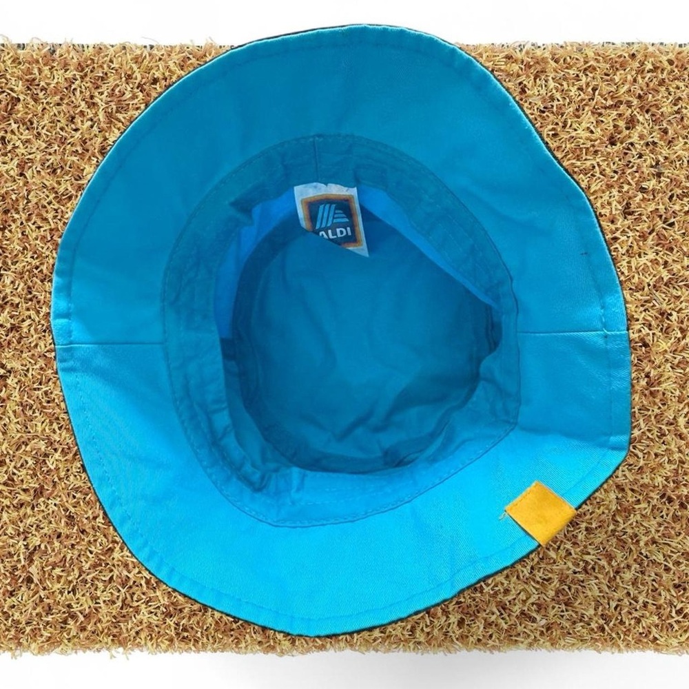 Aldi Blue Bucket Hat with Retro Rainbow Stripe - Picture 4 of 5